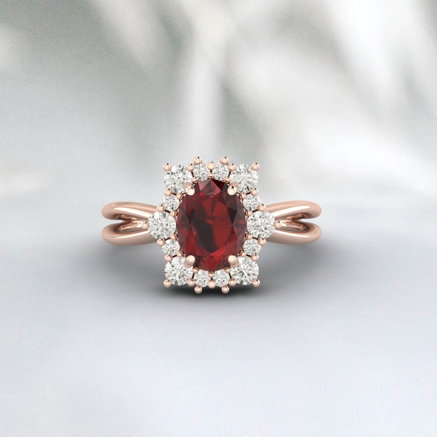 Vintage Garnet Oval Cut January Birthstone Promise Ring Wedding Band