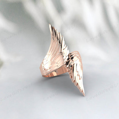 Adjustable Guardian Angel Wings Ring 925 Silver Guardian Angel Ring