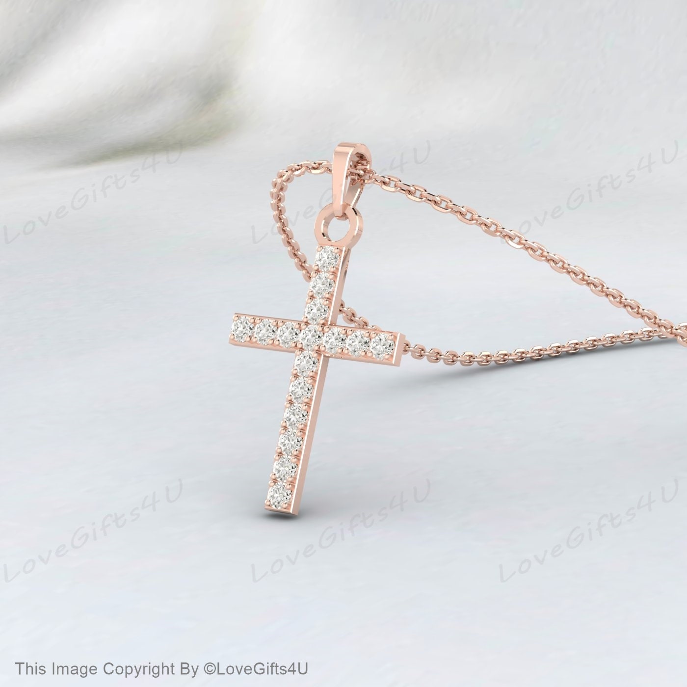 Cross Necklace, Diamond Cross Necklace, Cross pendant, 14k Gold Diamond Cross, Dainty Diamond Cross, Baptism Gift, Communion, Christmas Gift