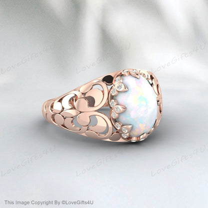 White Opal Ring Handmade Ring For Men And Woman Anniversary Gift