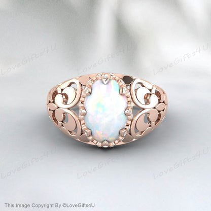 White Opal Ring Handmade Ring For Men And Woman Anniversary Gift