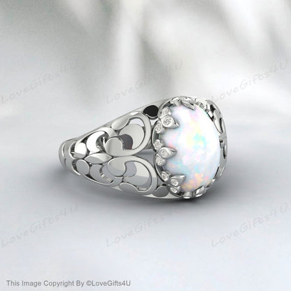 White Opal Ring Handmade Ring For Men And Woman Anniversary Gift