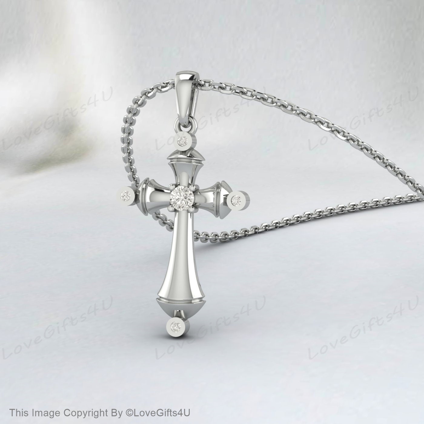 925 Sterling Silver Petit Diamant Simulé Croix Pendentif Collier Minimaliste Diamant Croix pour Femme ou Enfant Or Bijoux Religieux