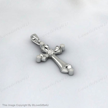 925 Sterling Silver Petit Diamant Simulé Croix Pendentif Collier Minimaliste Diamant Croix pour Femme ou Enfant Or Bijoux Religieux