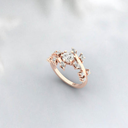 Moissnaite Engagement Ring Leaf Wedding Bridal Ring Promise Ring