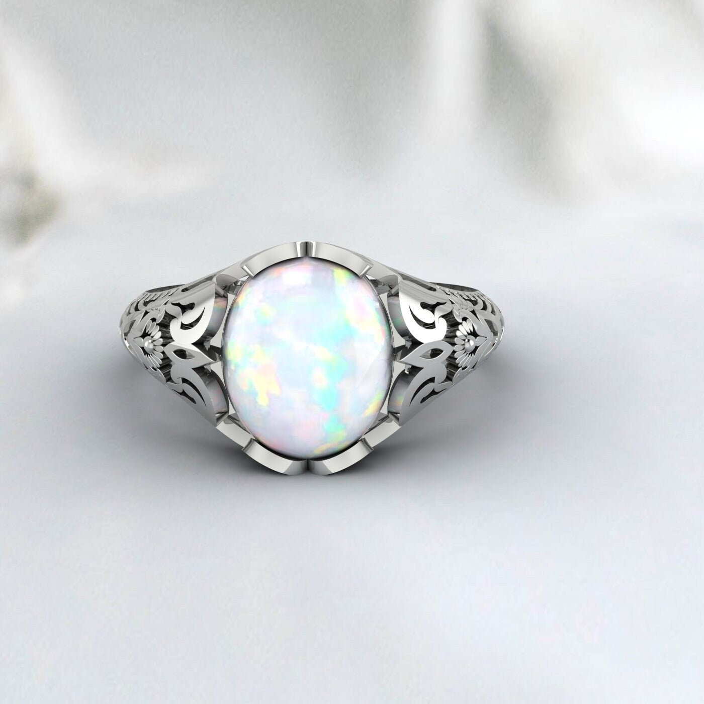 Fire Opal Men Ring 925 Sterling Silver Opal Men Ring Wedding Men Gift