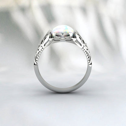 Fire Opal Men Ring 925 Sterling Silver Opal Men Ring Wedding Men Gift