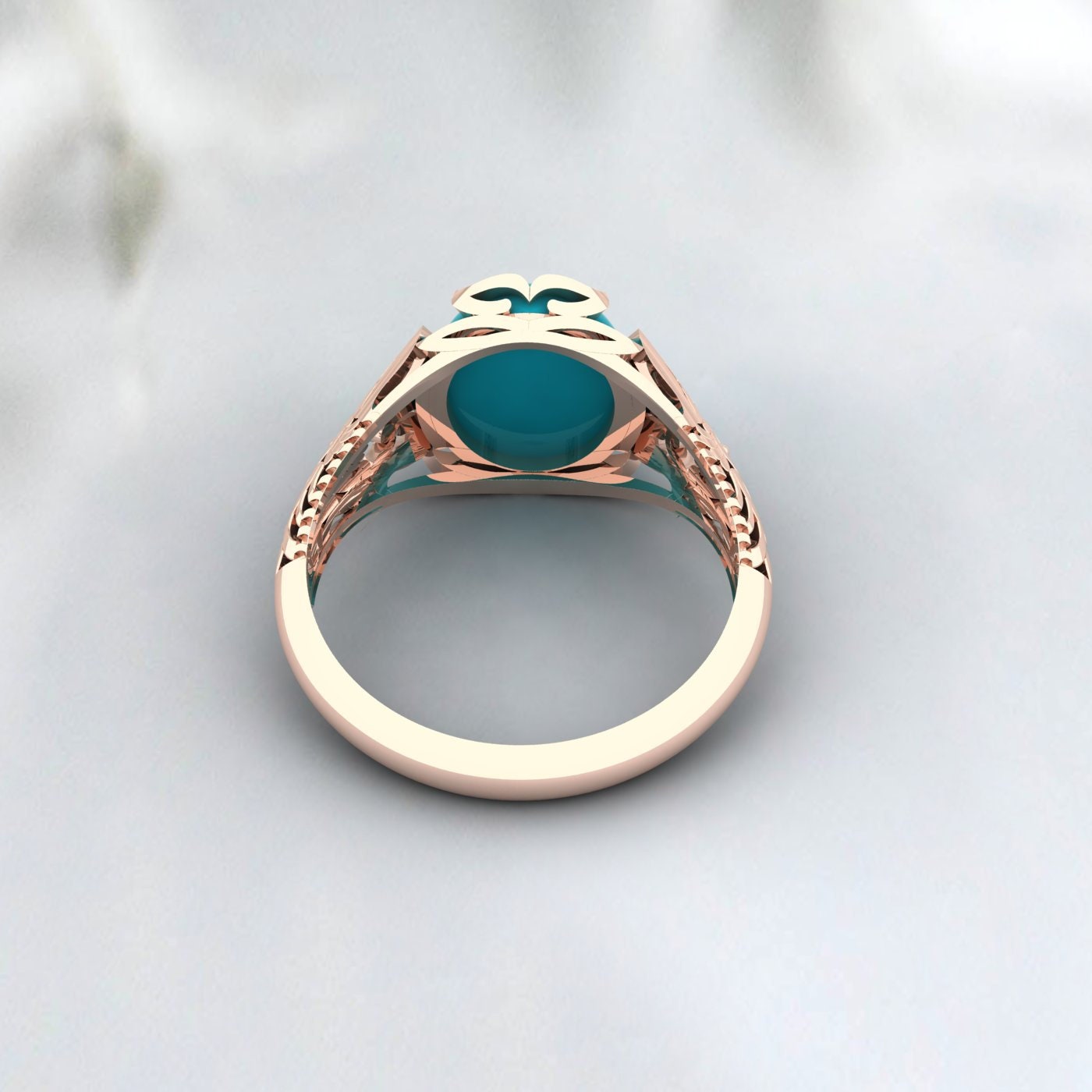 Bague en argent turquoise brodée-Bague faite à la main pour hommes-Bague unisexe