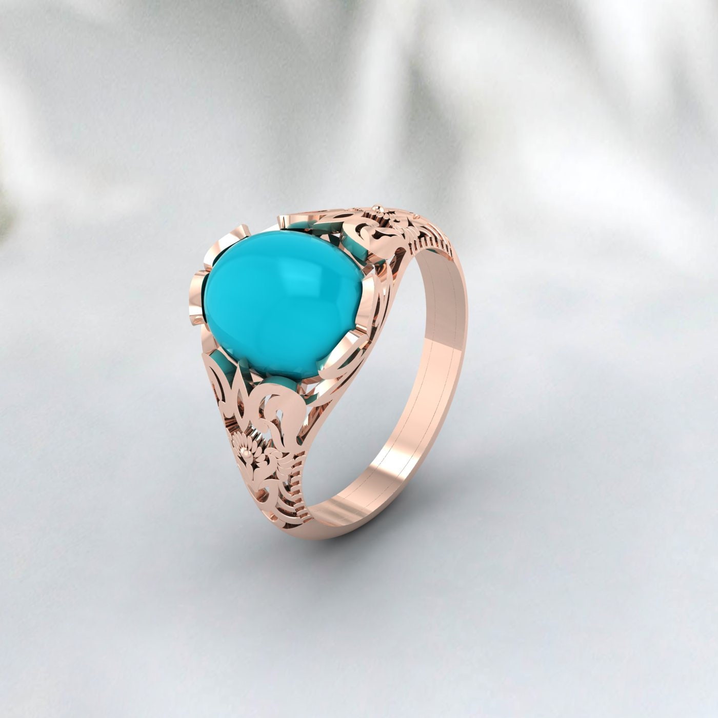 Bague en argent turquoise brodée-Bague faite à la main pour hommes-Bague unisexe