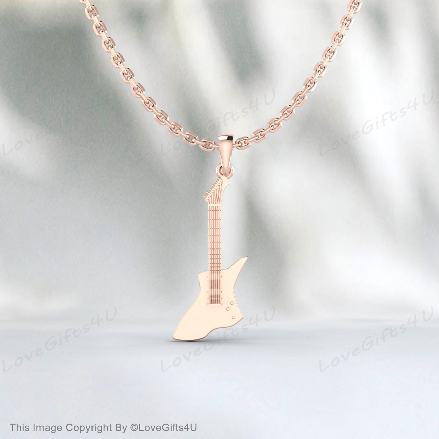 Personalized Electric Guitar Charm Necklace, Custom Music Jewelry, Guitar Player Gifts, Gift for Music Lover & Teacher, Best Friend Necklace