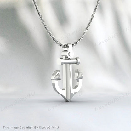 Anchor necklace for men, groomsmen gift, men's necklace with a silver anchor pendant, silver chain, gift for him, nautical necklace, surfer