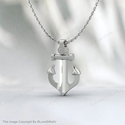 Anchor necklace for men, groomsmen gift, men's necklace with a silver anchor pendant, silver chain, gift for him, nautical necklace, surfer