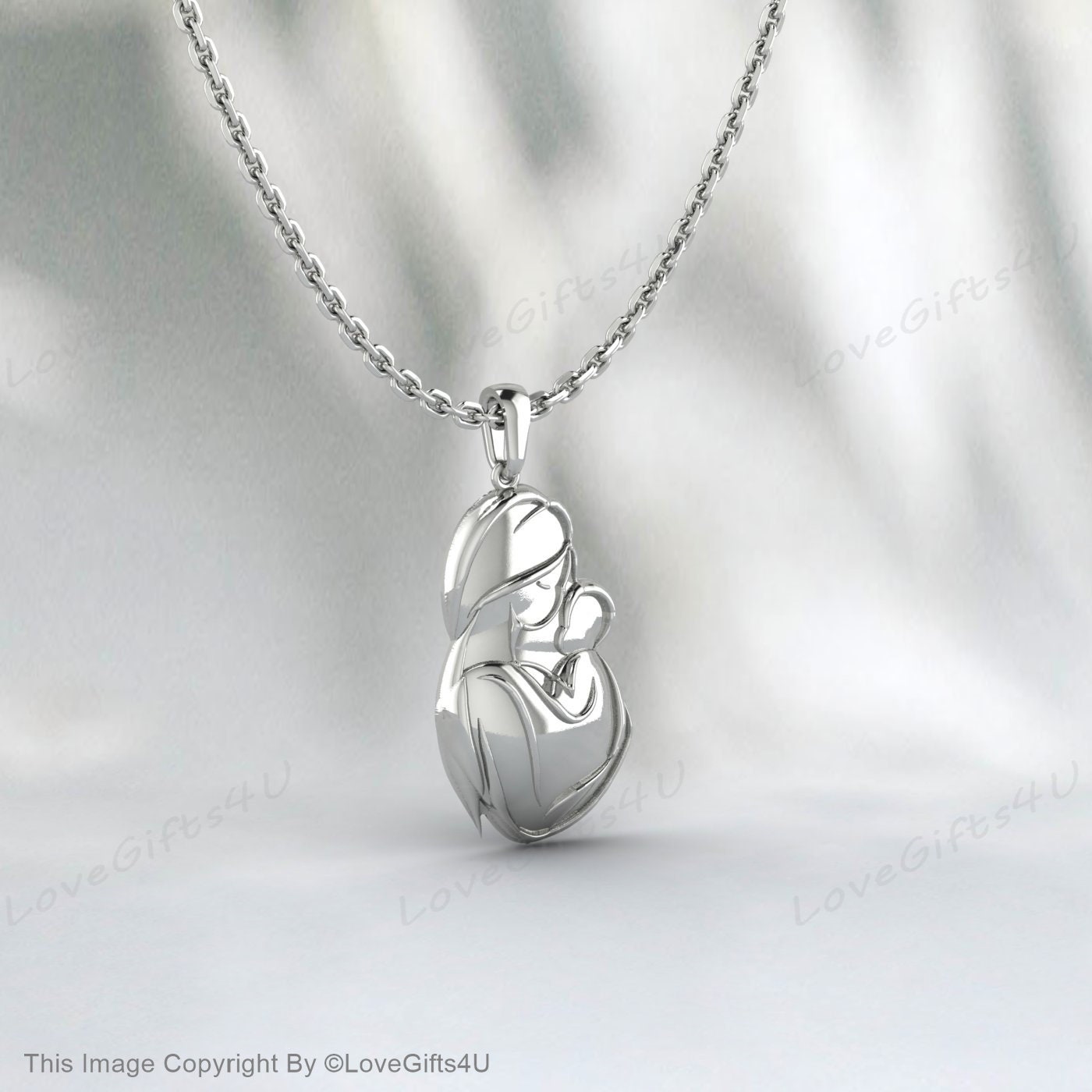 Super Mothers Gift, Mother and Child Necklace in Sterling Silver, Mom Baby Necklace, Mothers Day Gift, Family Pendant, Mom's Jewelry