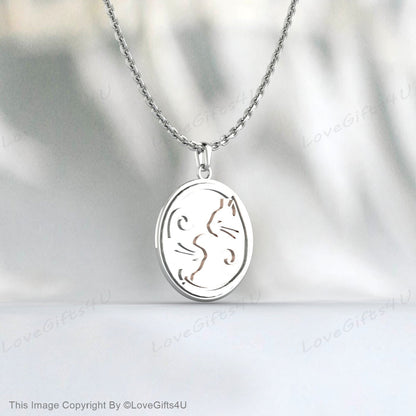 Collier médaillon pendentif chat celtique en argent sterling Collier kitty, charme de chat, cadeau pour un amoureux des chats, cadeau d’Halloween pour ma fille