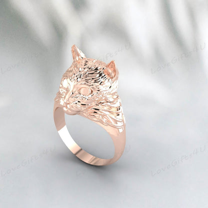 925 Silver Cat Head Ring Vintage Animal Ring Cat Jewelry Gift For Men