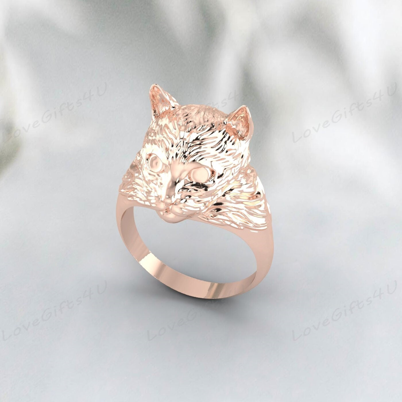 925 Silver Cat Head Ring Vintage Animal Ring Cat Jewelry Gift For Men