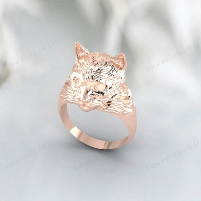 925 Silver Cat Head Ring Vintage Animal Ring Cat Jewelry Gift For Men