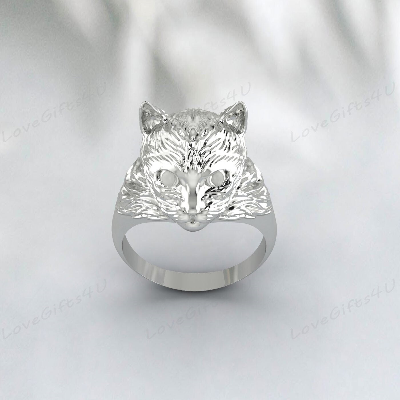 925 Silver Cat Head Ring Vintage Animal Ring Cat Jewelry Gift For Men