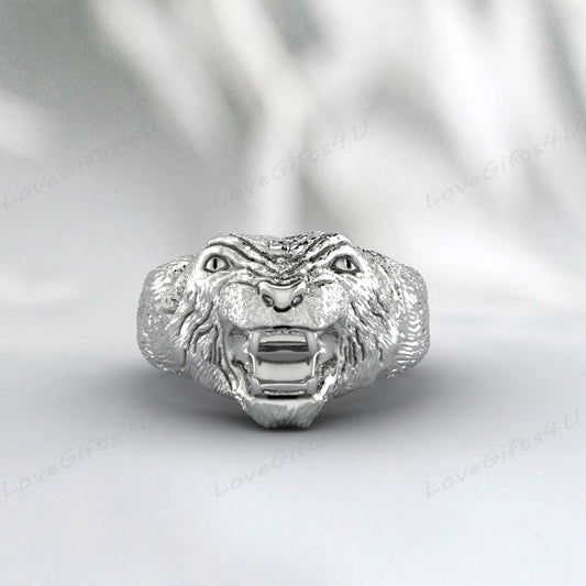 Lion Ring Handmade Silver Lion Ring Lion Animal Ring Men Ring For Men