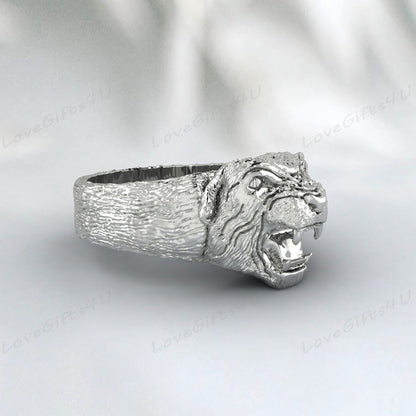 Bague Lion Bague Lion Argent Fait Main Bague Animal Lion Bague Homme Pour Hommes