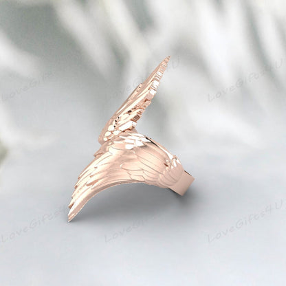 Adjustable Guardian Angel Wings Ring 925 Silver Guardian Angel Ring