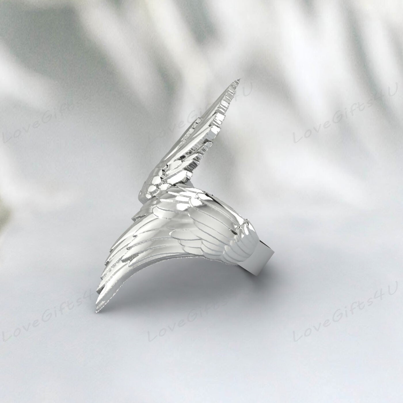 Adjustable Guardian Angel Wings Ring 925 Silver Guardian Angel Ring