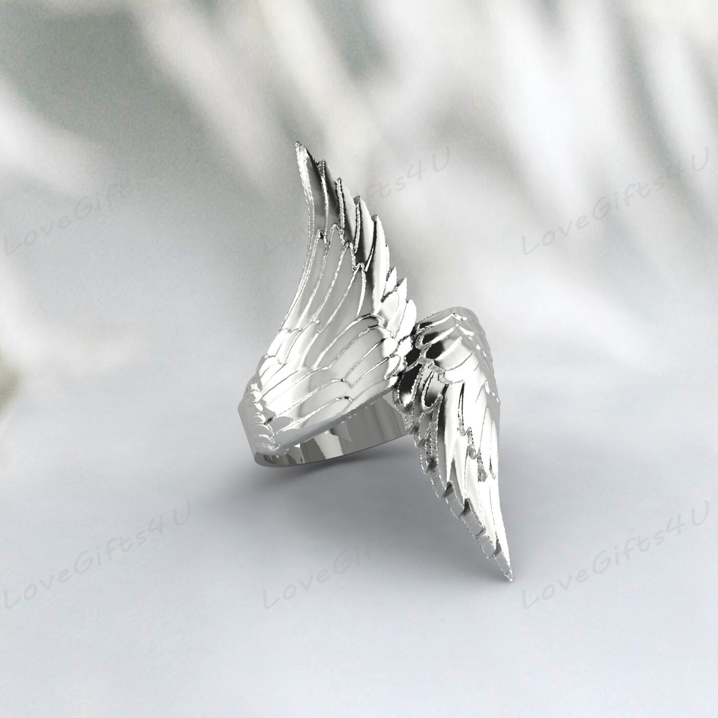 Adjustable Guardian Angel Wings Ring 925 Silver Guardian Angel Ring