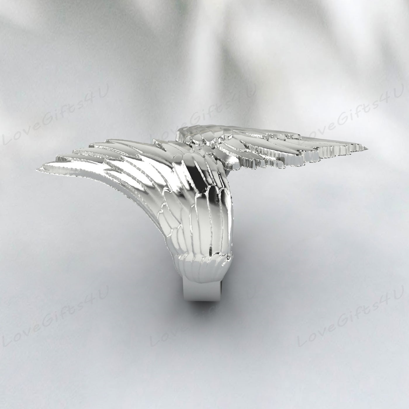 Adjustable Guardian Angel Wings Ring 925 Silver Guardian Angel Ring