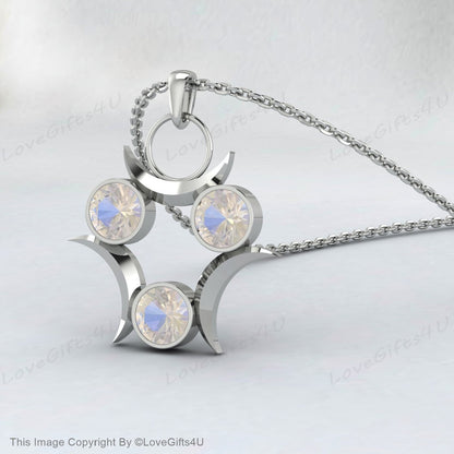 Moonstone Planet Star Pendant Choker Necklace Sterling silver Moonstone Pendant June birthstone moonstone necklace silver, gemstone jewelry