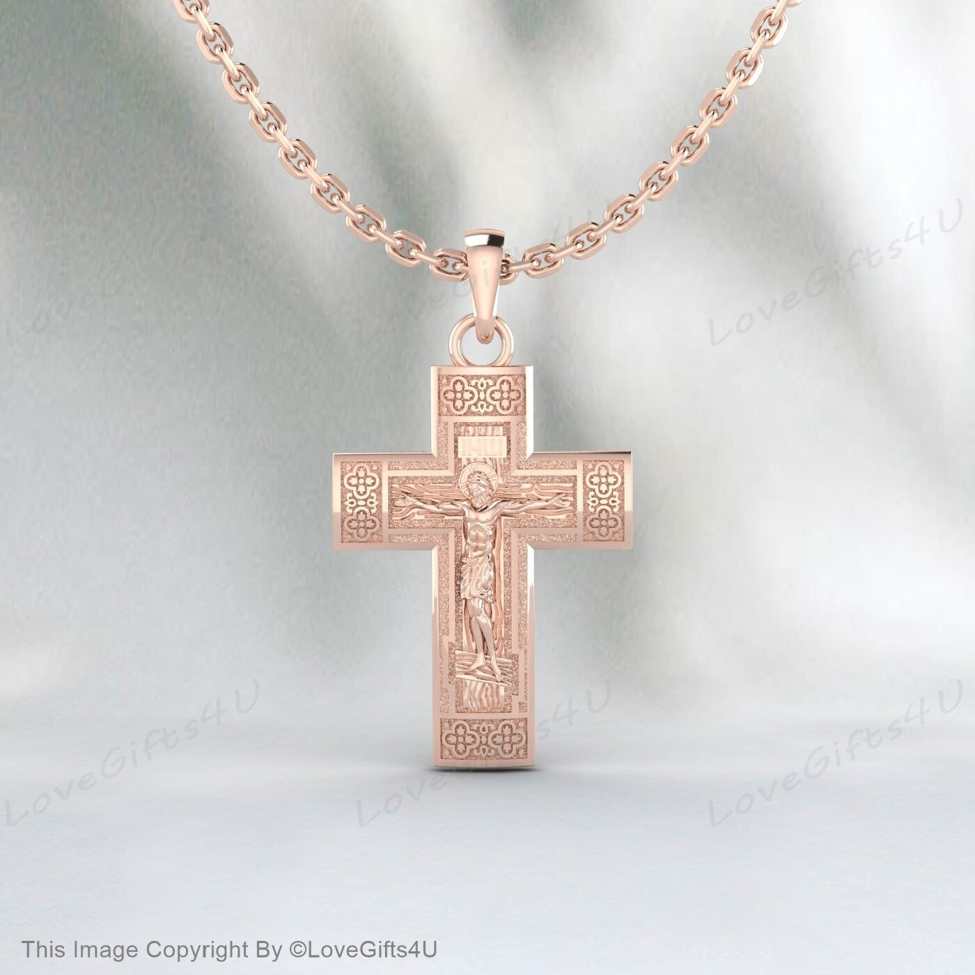 Handmade Silver Jesus Crucifix Necklace,3D Jesus Relief Cross Savior Pendant,Engraved Jesus Religious Charm,Silver Man Necklace,Gift For Men