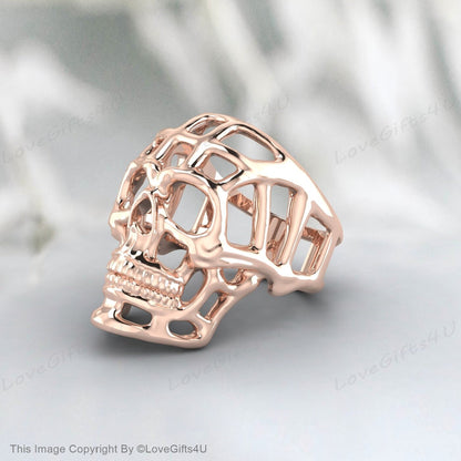 Silver Skull Head Ring For Men Gothic Style Ring Men's Biker Ring