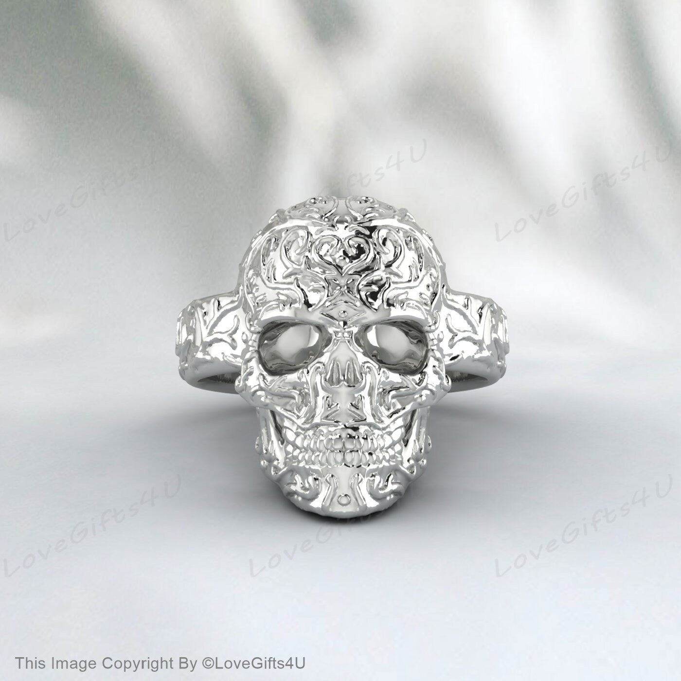 Bague tête de mort en argent, bague en argent pour hommes, bague de style gothique, bagues en argent Boho, bague de motard pour hommes, bijoux d’Halloween, bague d’Halloween