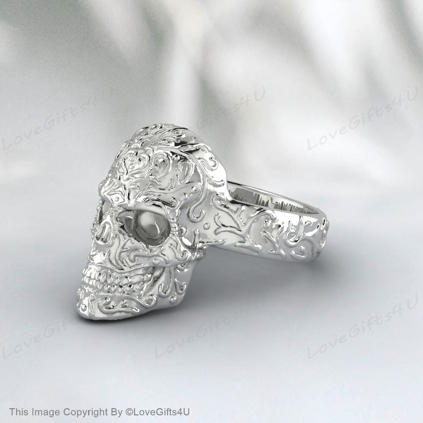 Bague tête de mort en argent, bague en argent pour hommes, bague de style gothique, bagues en argent Boho, bague de motard pour hommes, bijoux d’Halloween, bague d’Halloween