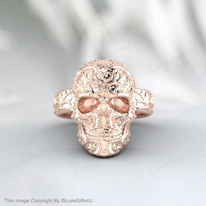 Bague tête de mort en argent, bague en argent pour hommes, bague de style gothique, bagues en argent Boho, bague de motard pour hommes, bijoux d’Halloween, bague d’Halloween