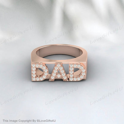 Bague de papa avec pierre de naissance, chevalière gravée pour papa, cadeau de fête des pères