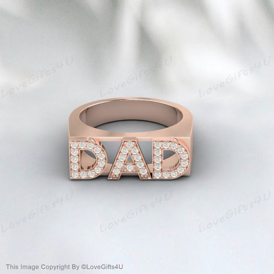 Birthstone Signet Dad Ring Engraved Dad Signet Ring Father Day Gift