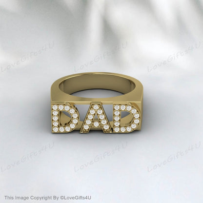 Birthstone Signet Dad Ring Engraved Dad Signet Ring Father Day Gift