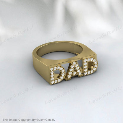 Birthstone Signet Dad Ring Engraved Dad Signet Ring Father Day Gift