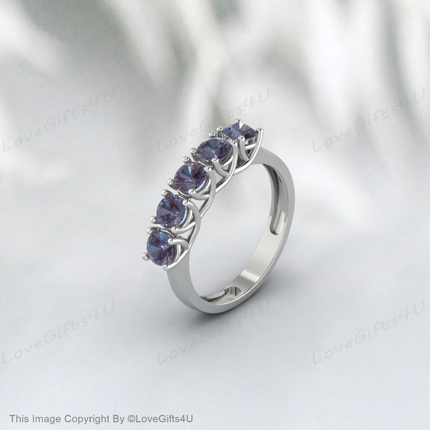 Color Change Round Alexandrite Ring Anniversary Band Wedding Ring