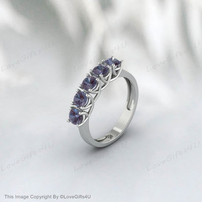 Bague de mariage ronde en Alexandrite, changement de couleur, bande d'anniversaire