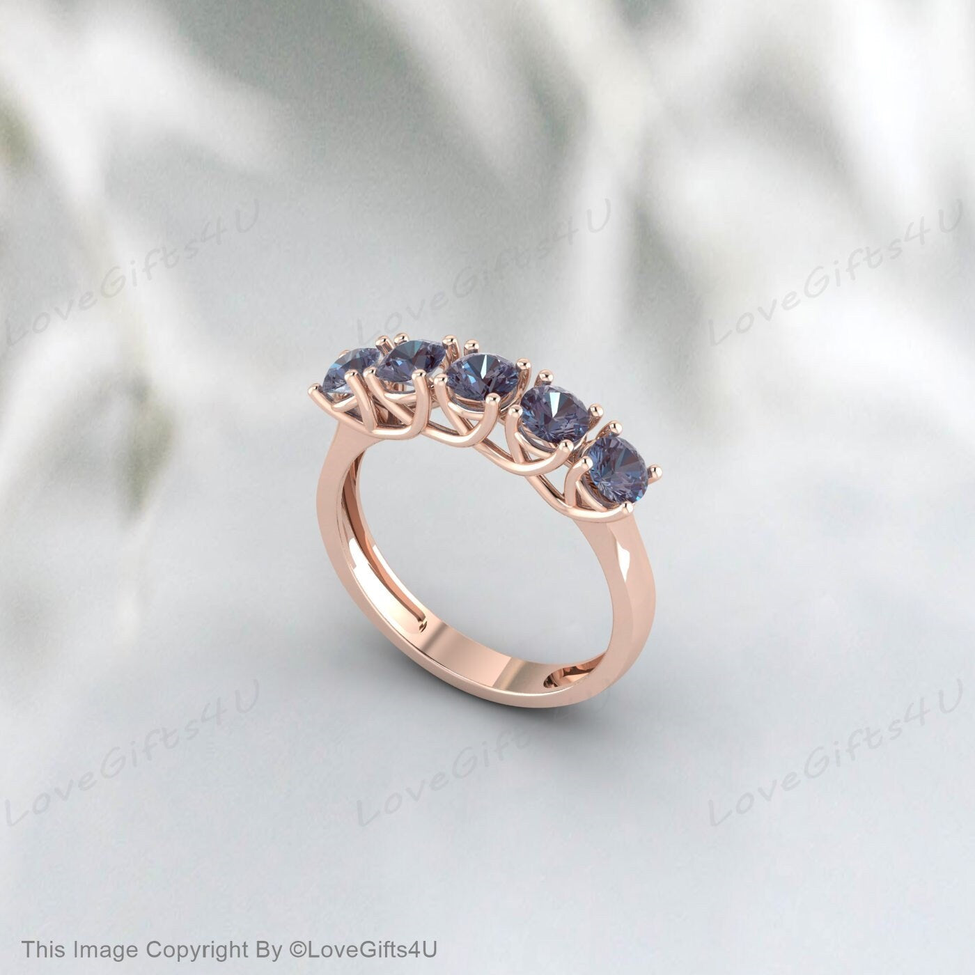 Color Change Round Alexandrite Ring Anniversary Band Wedding Ring