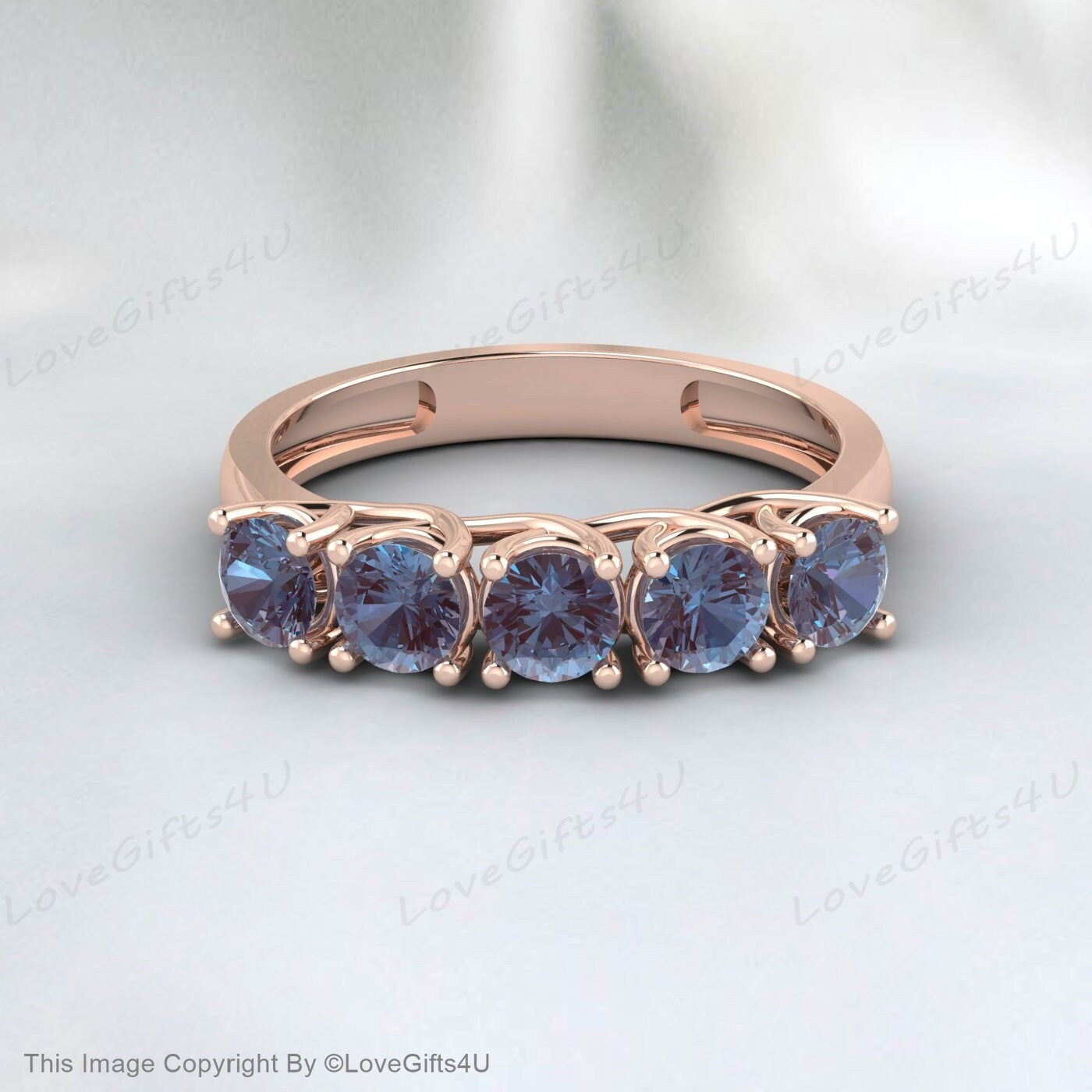 Color Change Round Alexandrite Ring Anniversary Band Wedding Ring