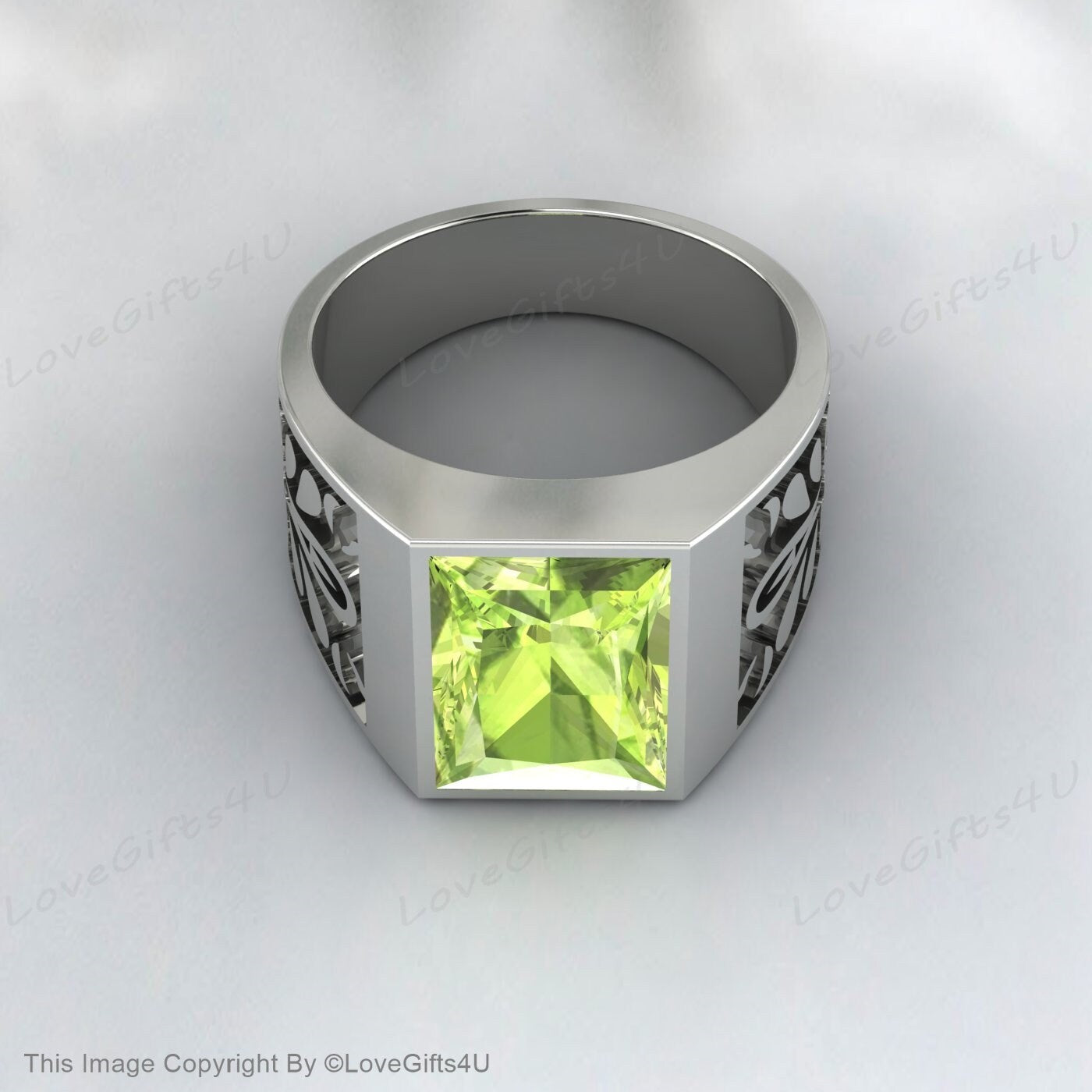 Bague péridot verte, bague de mariage en argent pour hommes, bague de fiançailles pour hommes