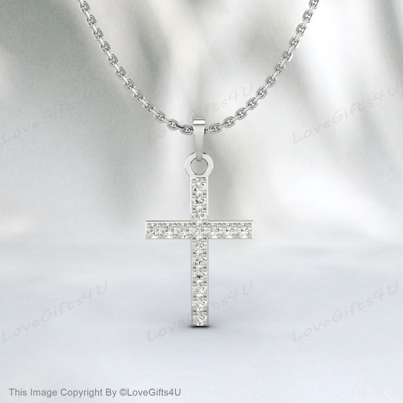 Cross Necklace, Diamond Cross Necklace, Cross pendant, 14k Gold Diamond Cross, Dainty Diamond Cross, Baptism Gift, Communion, Christmas Gift