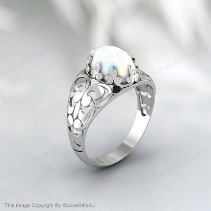 White Opal Ring Handmade Ring For Men And Woman Anniversary Gift