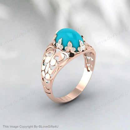 Bague Turquoise en argent faite à la main pour hommes, bague gravée, cadeau d'anniversaire