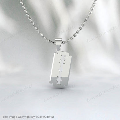 Collier de lame de rasoir, collier de rasoir, collier de lame, cadeaux pour petit ami, collier pour hommes, pendentif de rasoir unisexe, bijoux faits à la main, streetwear