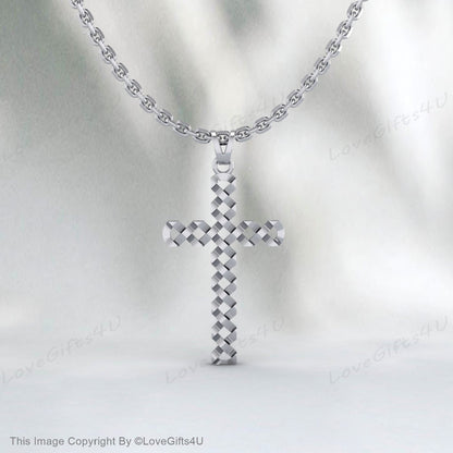 Croix Sterling Argent 925 Crucifix Jésus-Christ Pendentif Religieux Collier Charme Unisexe Baptême Baptême Cadeau Présent