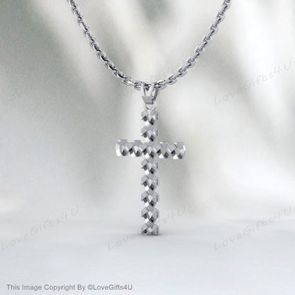 Cross Sterling Silver 925 Crucifix Jesus Christ Pendant Religious Necklace Charm Unisex Christening Baptism Gift Present