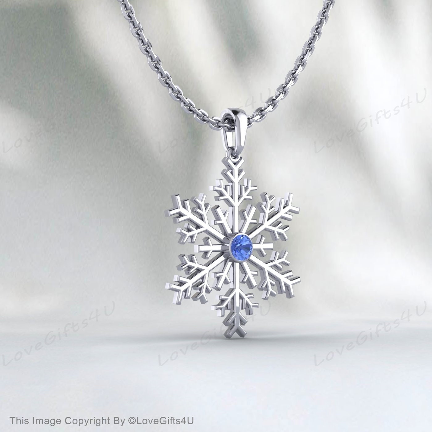 Collier de flocon de neige en argent, cadeau de Noël en argent, collier d’hiver, cadeau de jour enneigé, collier élégant scintillant, pendentif flocon de neige, thème d’hiver